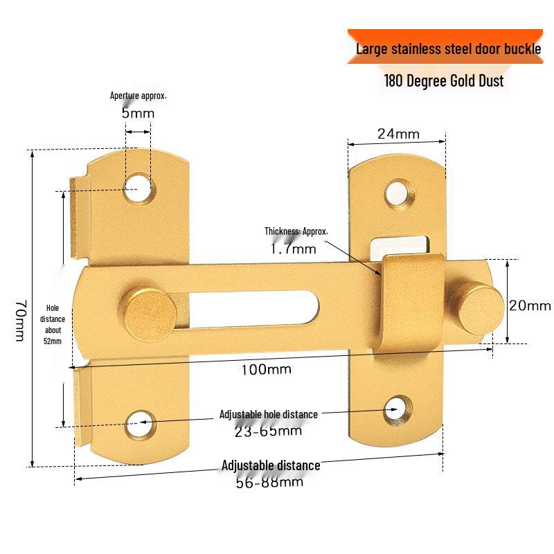 No-Drill Sliding Door Lock Bolt Anti-theft Clasp for Bathroom and Room Doors