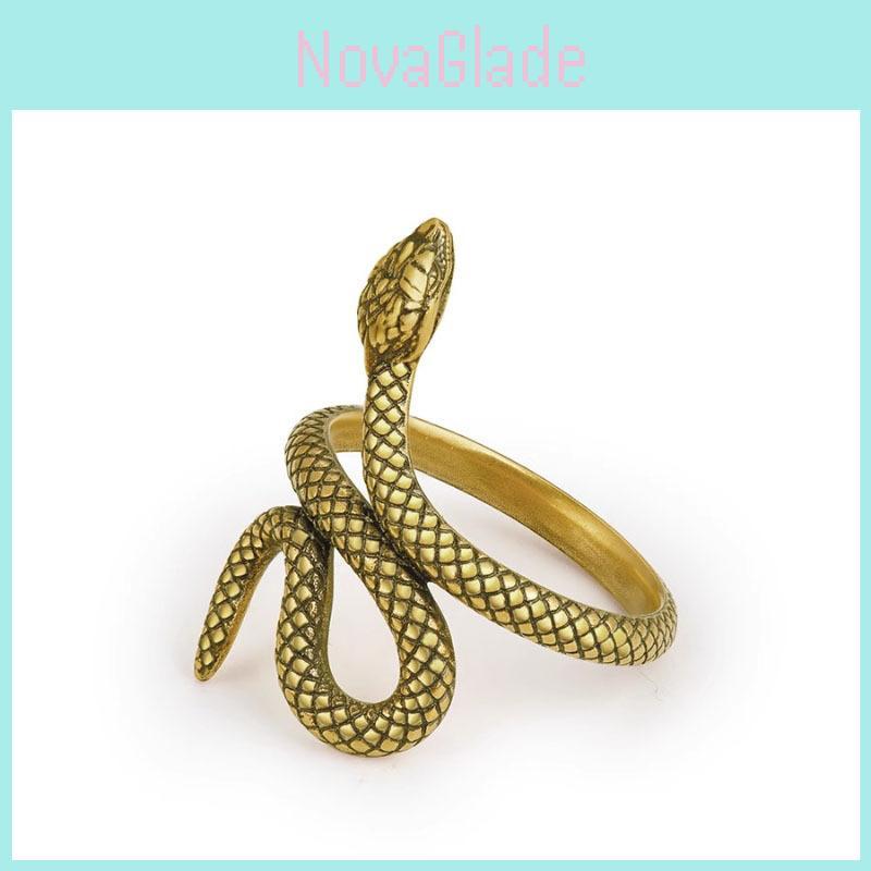 Elegant Vintage Copper Snake Ring For Women Adjustable Retro Fashion Accessory
