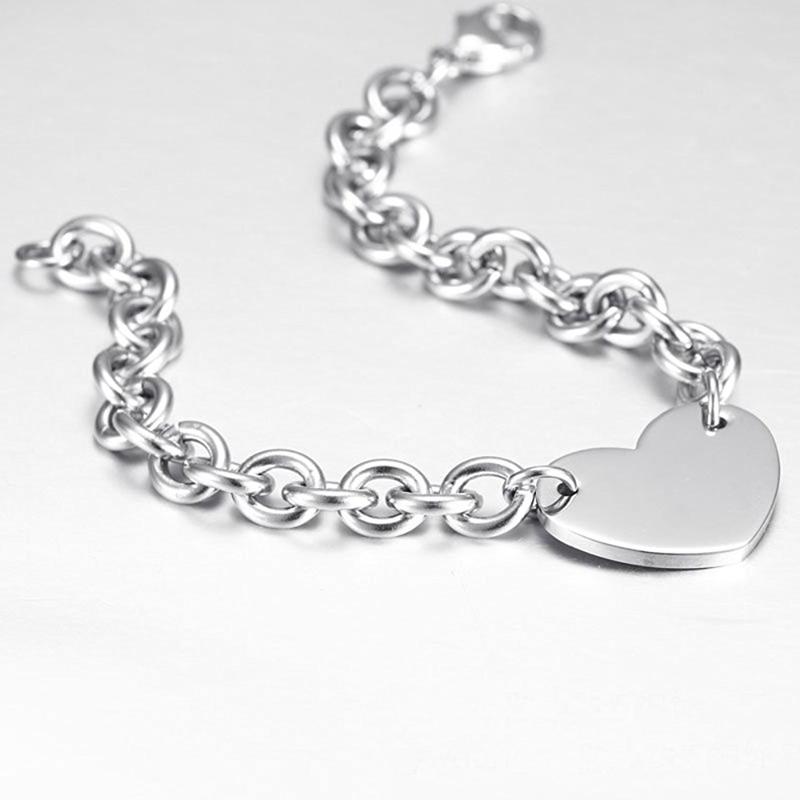 Stainless Steel Engraved Medical Alert Heart Link Chain Bracelet Medic ID Bracelet Monitoring Awareness for Women