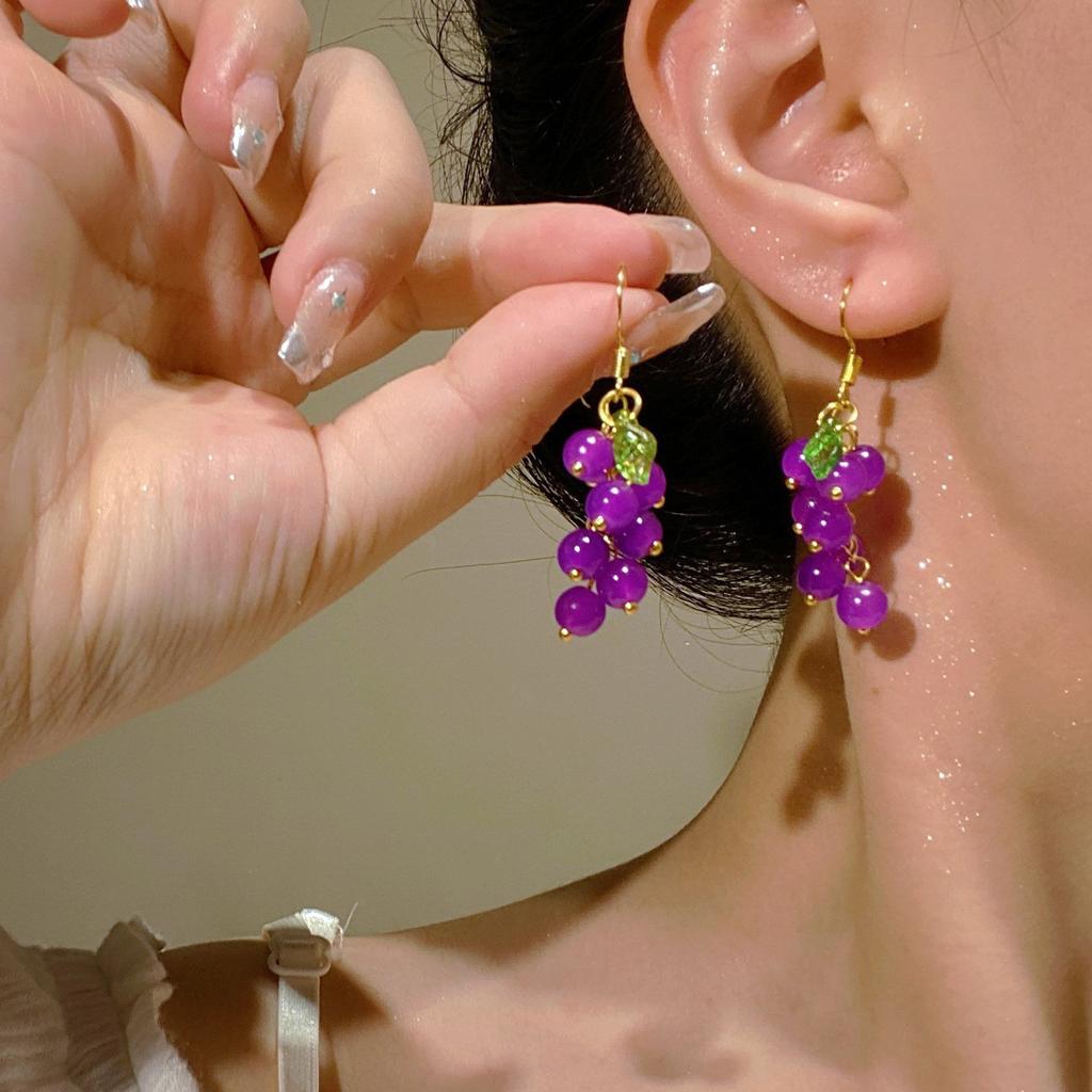 Orecchini a Nappa Viola Uva - Stile Foresta per Donna, Carini e Versatili