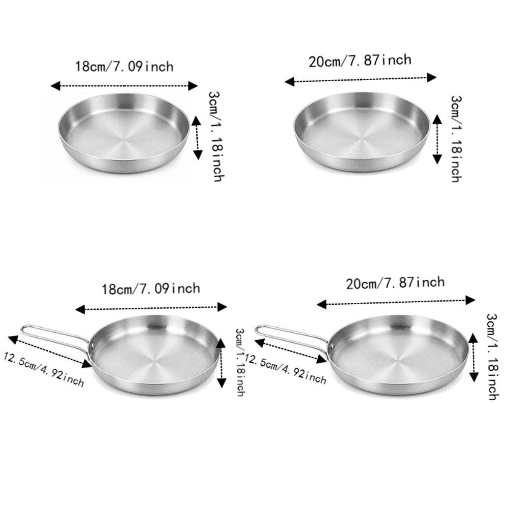 Handled Stainless Steel Frying Pan 18/20cm Snack Dish High-quality Serving Plate Barbecue