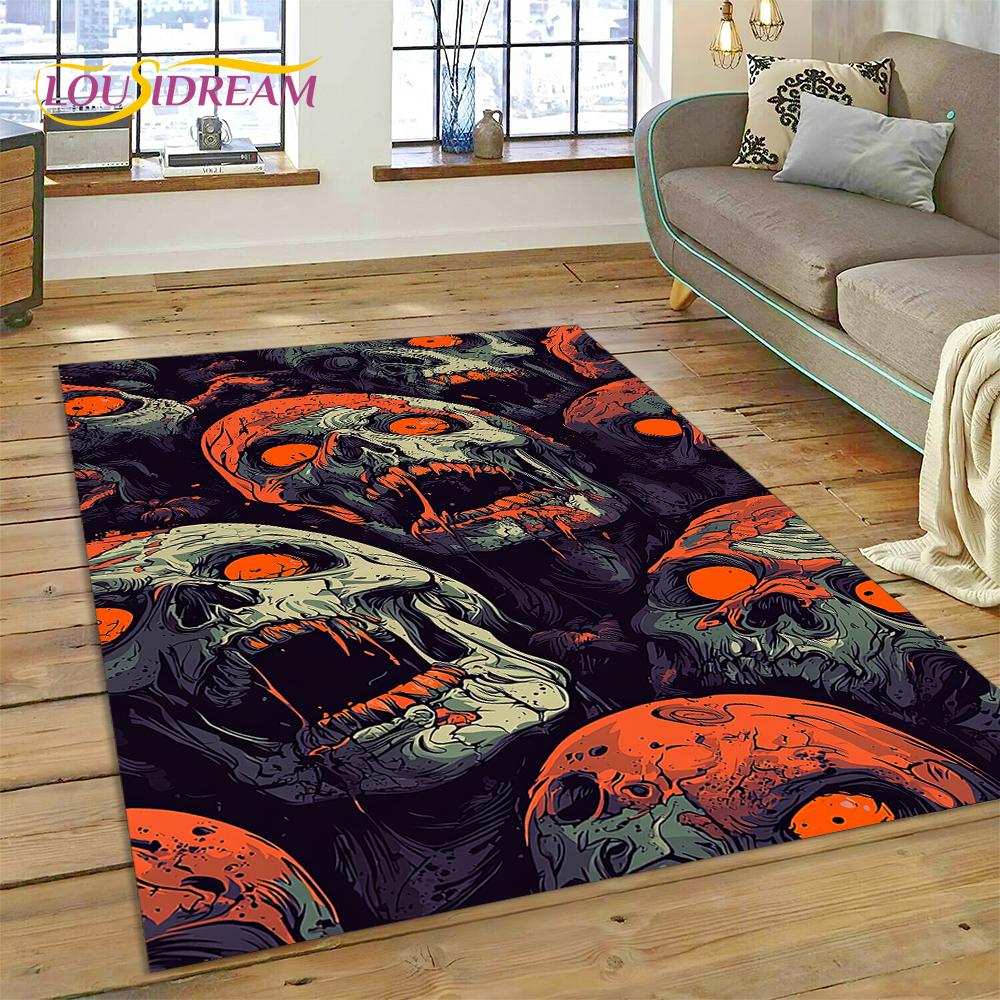 Style Gothic Horror Character Skull Ghost Spirit Carpet Rug for Bedroom Living Room Home Sofa Decoration, Decor Floor Mat