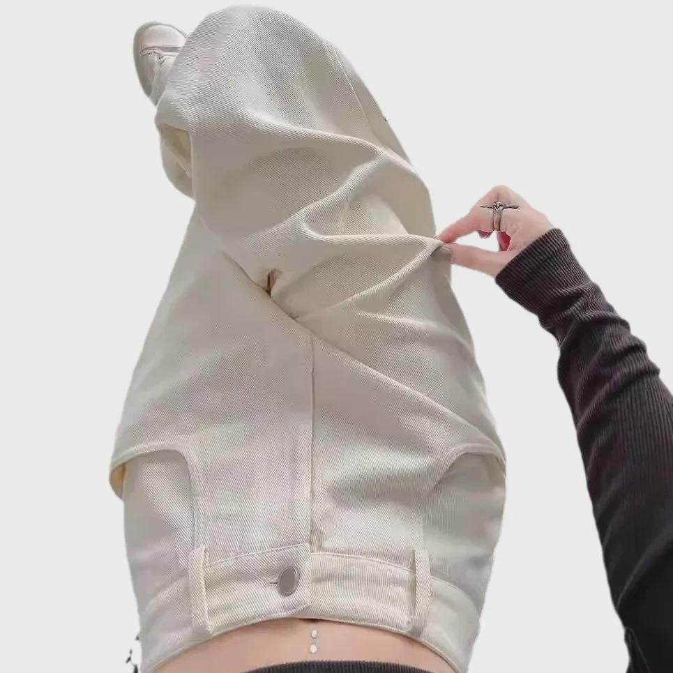 Women's White High-Waisted Wide-Leg Jeans: Autumn/Winter Retro American Style Loose Fit.