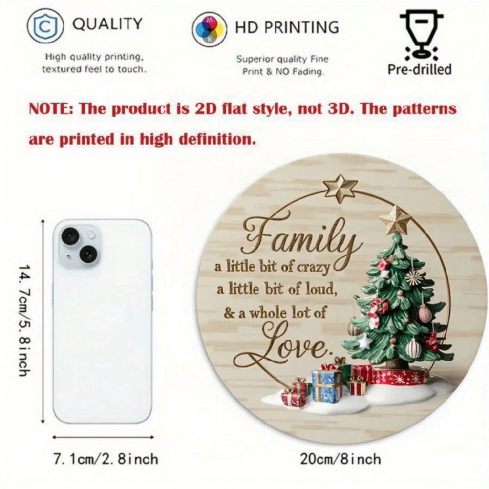 Metal Tin Sign Love Family Quote Christmas Decor Hanging Ornament Home Window Desk Gift Gold Loop Boho Holiday Display