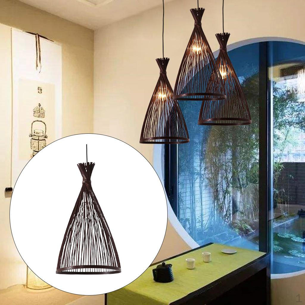 Chandelier Lamp Hanging Ceiling Light Rattan Lighting Fixtures Cafe Teahouse Living Room Decor