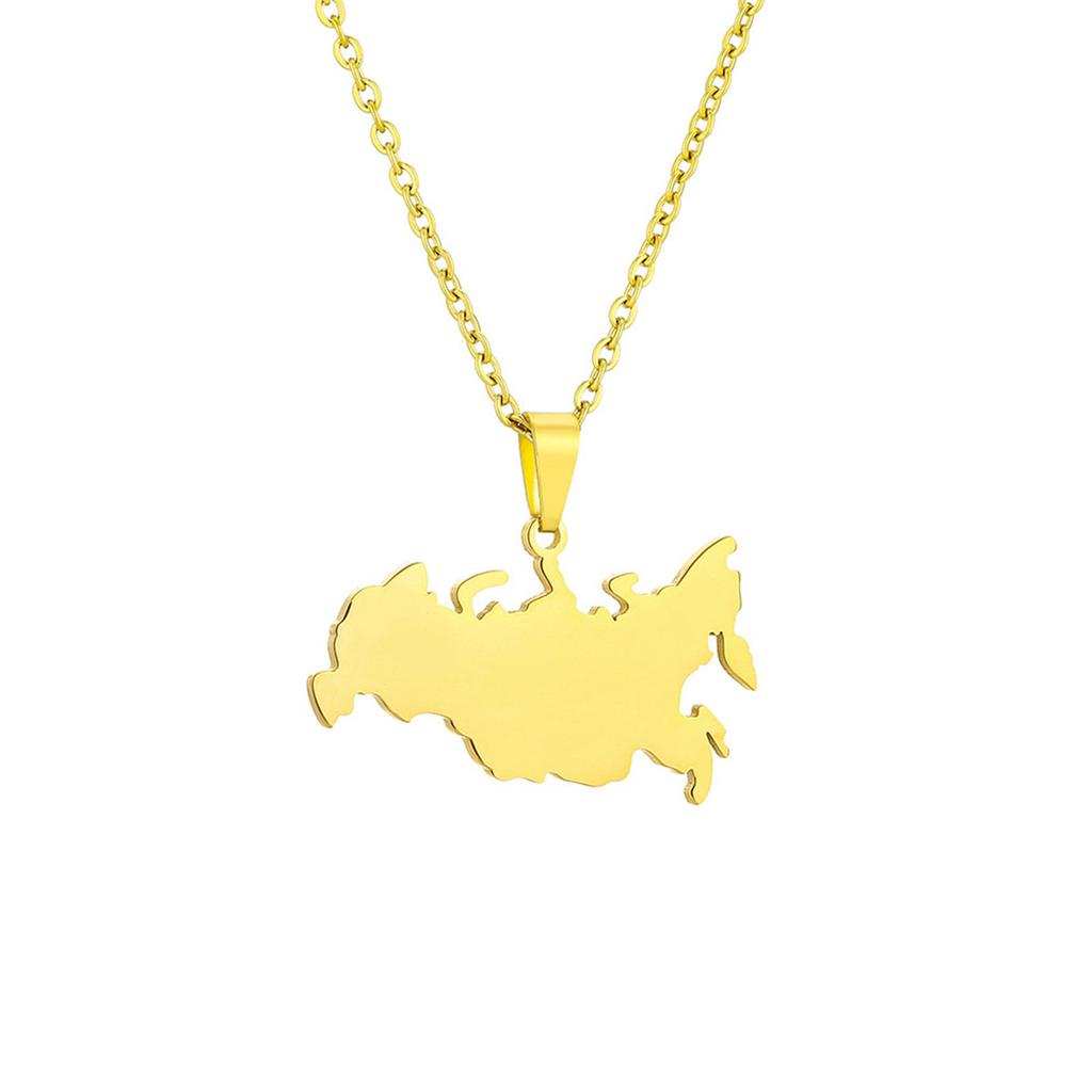 Sturdy Stainless Steel Russian Hollow Pendant Necklace Decoration for Women Men Elegant Unisex Jewelry Gifts Wear