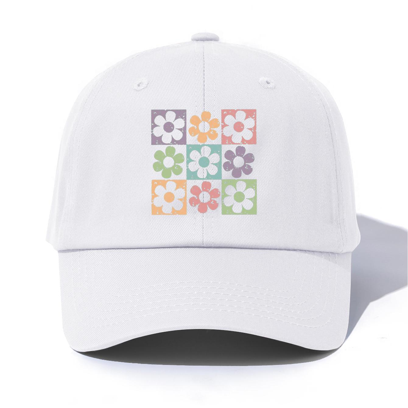 

1pc FLOWERS Print Baseball Cap for Adults, Minimalist Retro Style Casual Soft Adjustable Dad Hat, Perfect As Gift белый