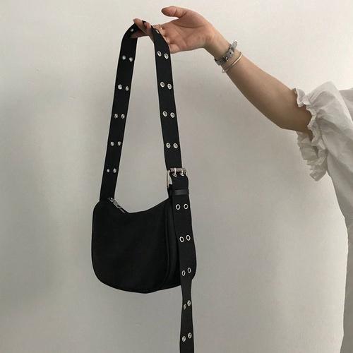 IELGY Black Cross-body Bag Simple Design Korean Style