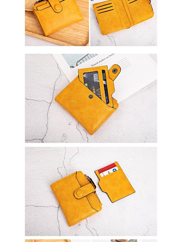 Portofel Scurt din Piele Stil Coreean Xiangyin 2024 pentru Femei - La Modă, Simplu, Design Bi-Fold cu Multiple Sloturi pentru Carduri