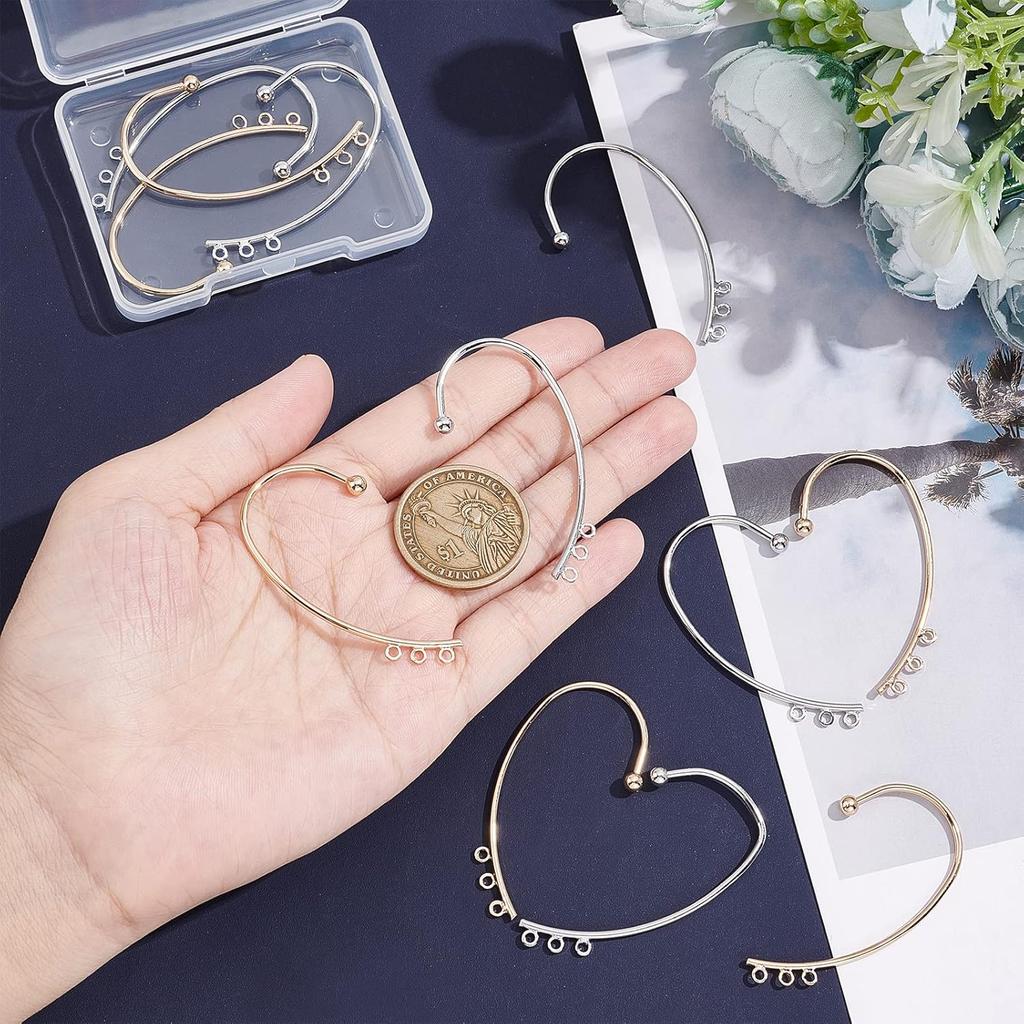UNICRAFTALE 12Pcs 2 Color DIY Ear Cuff Brass Earrings Cuffs Punk Ear Wrap Earrings Cuffs Accessaries with 3 Loop 50mm Long Ear Cuff for Non Piercing