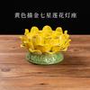 1PCS Ceramic Gold Thread Lotus Candle Holder Household Butter Lamp Buddha Front Seven Star Lamp Holder