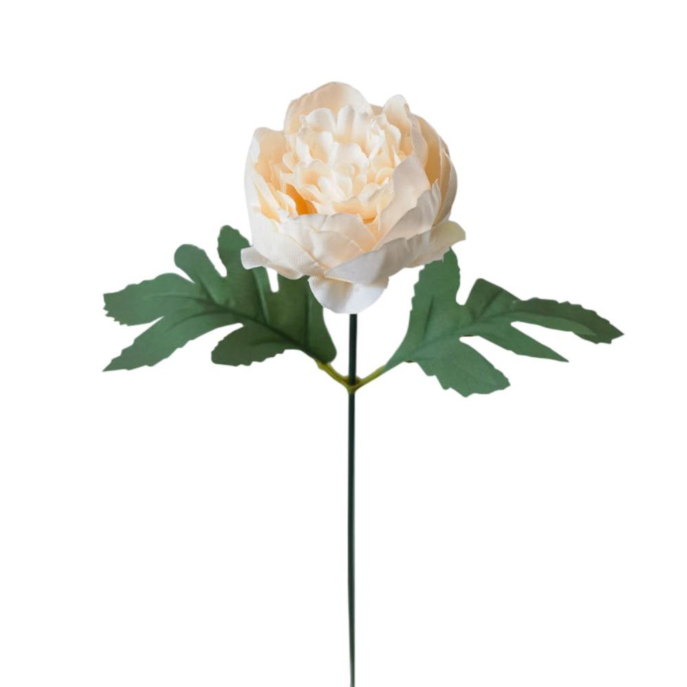 Peony Artifiical Flower Branch Flexible Stems 29cm Height Camellia Fake Flower with Green Leaves Simulation Flower