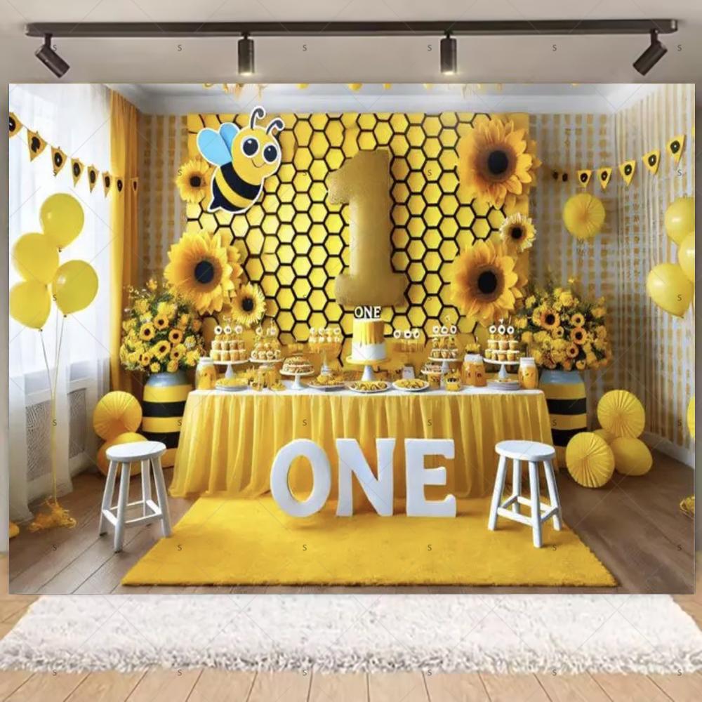 Cartoon Little Bee Theme Background Kids Birthday Party Decoration Honey Sunflowers Daisy Backdrop Newborn Baby Shower Supplies