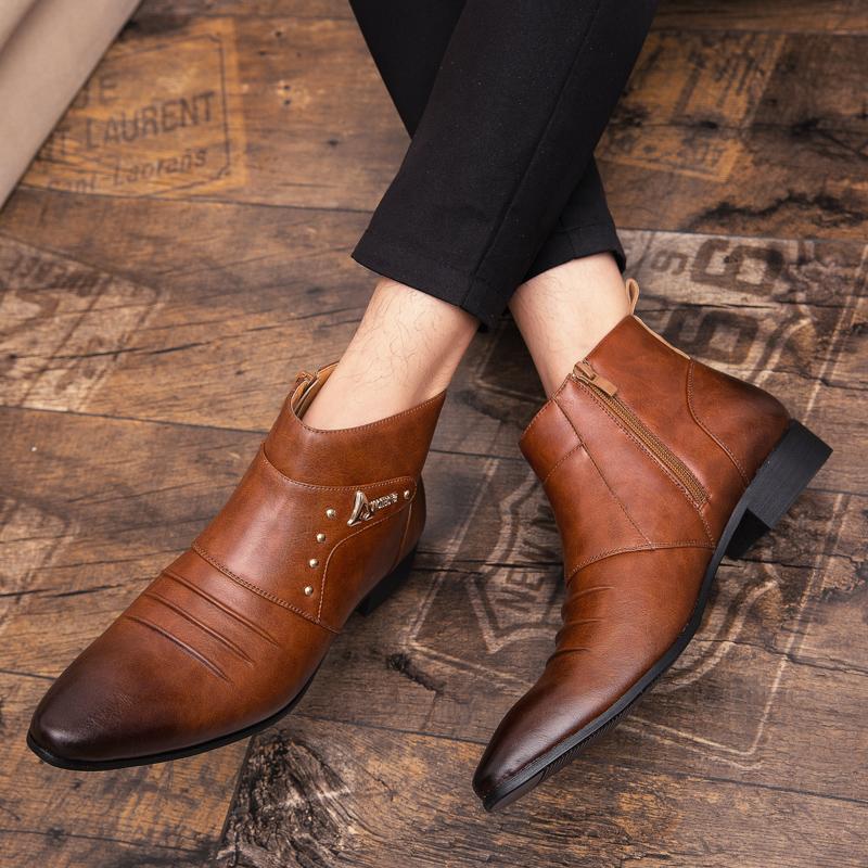 High Quality Men Shoes Chelsea Fashion Shoes Mens Slip On Shoes Business Dress Shoes Ankle Boots Wedding Gentleman Men's Boots