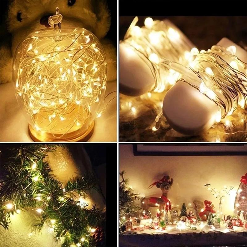 Christmas Wedding Holiday Party Decoration USB LED String Lights 5M50LED Silver Wire Garland Light Waterproof Fairy Lights for