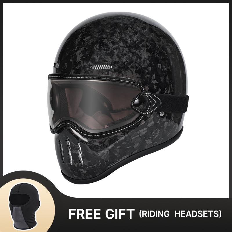 Cască Motocicletă Cafe Racer Cască Integrală Pentru Bărbați Femei Vintage Model Fibră de Carbon 3K Cască Moto Patru Sezoane