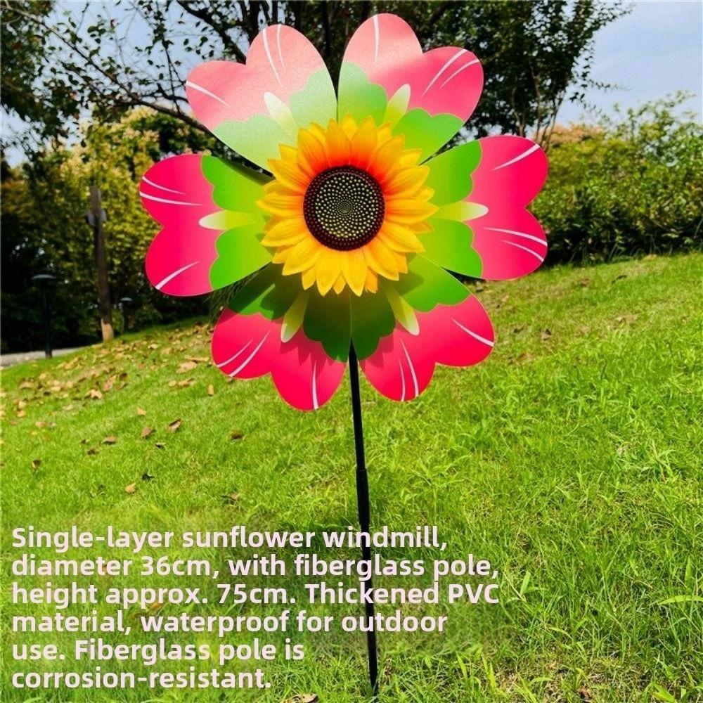 PVC Rotating Sunflower Multistyles Stake Standing Lawn Flower Pinwheel  Outdoor Party Picnic Decor