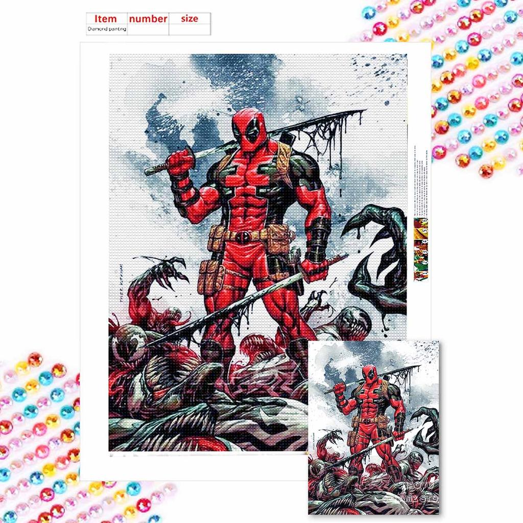 5D DIY Diamond Art Painting Kits for Adults, Deadpool Full Round Crystal Diamond Kits for Beginner for Home Wall Decorate
