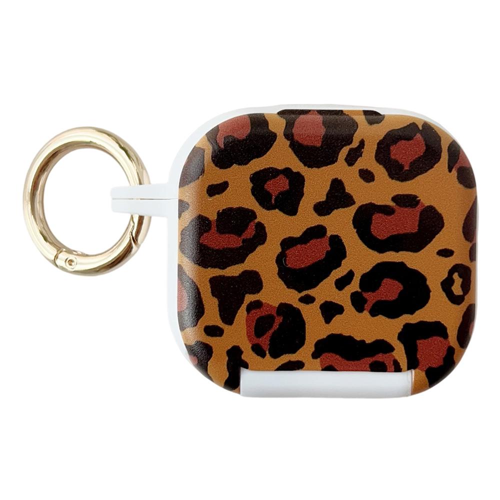 For AirPods 4 Protective Case PC + TPU Leopard Earphone Cover with Mirror and Hook