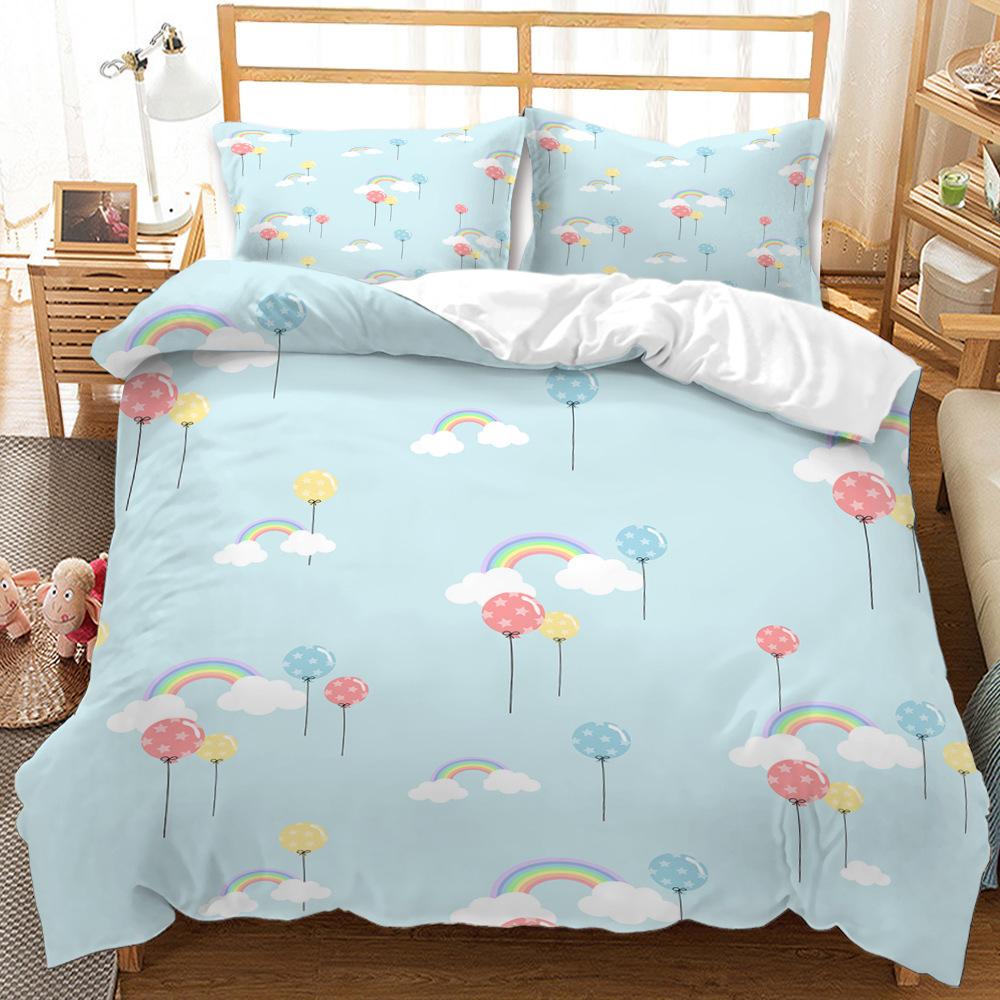 3D Digital Cute Simple Cartoon Animal Star Printing Three-Piece Digital Kit Quilt Cover