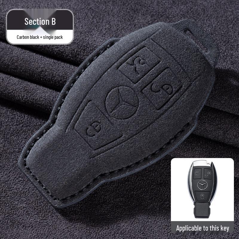 Mercedes-Benz E300L/GLC260/E260L Key Cover with Full Suede and Buckle - Men's Interior Decoration