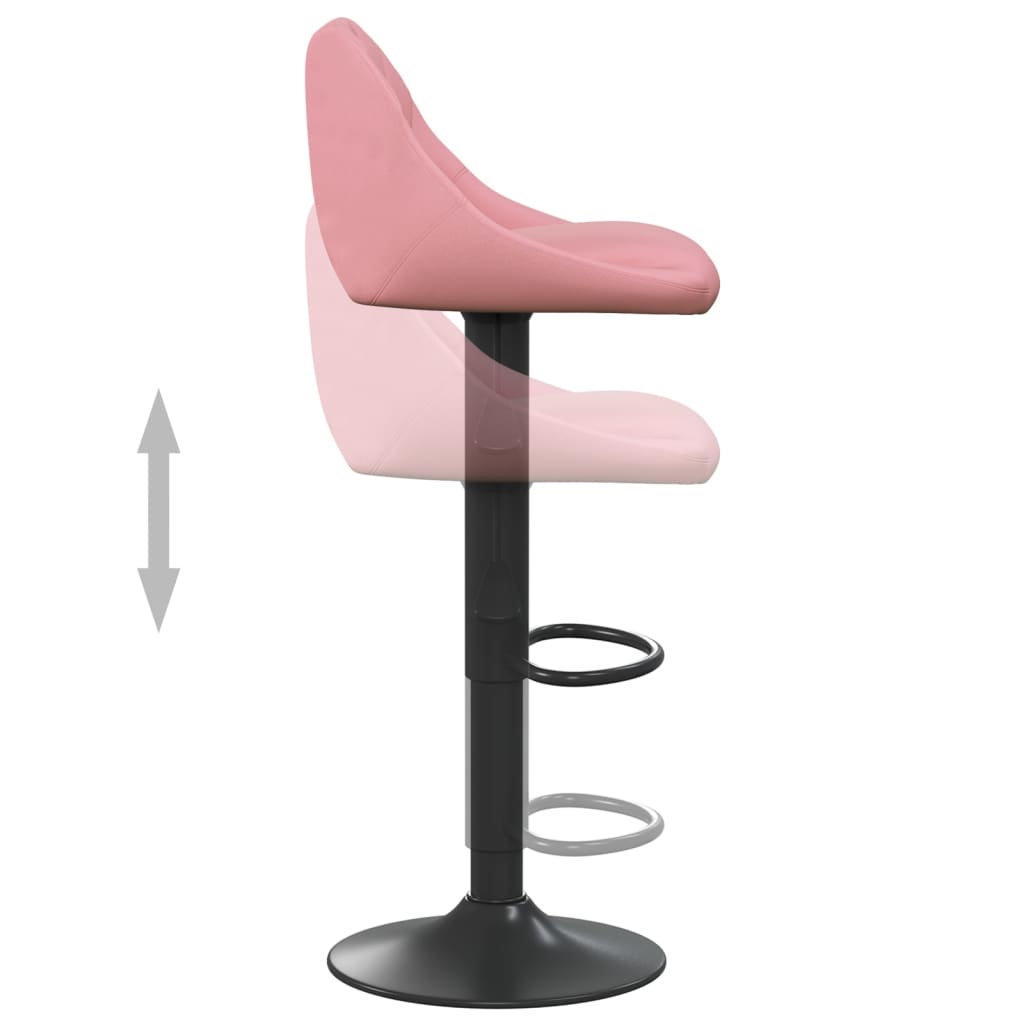 Bar Stool Set of 2 Pink Velvet