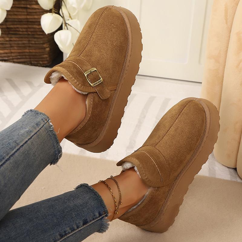 Faux Suede Platform Snow Boots Women Autumn Winter Thicken Plush Ankle Booties Mujer Non Slip Thick Sole Cotton Padded Shoes 43