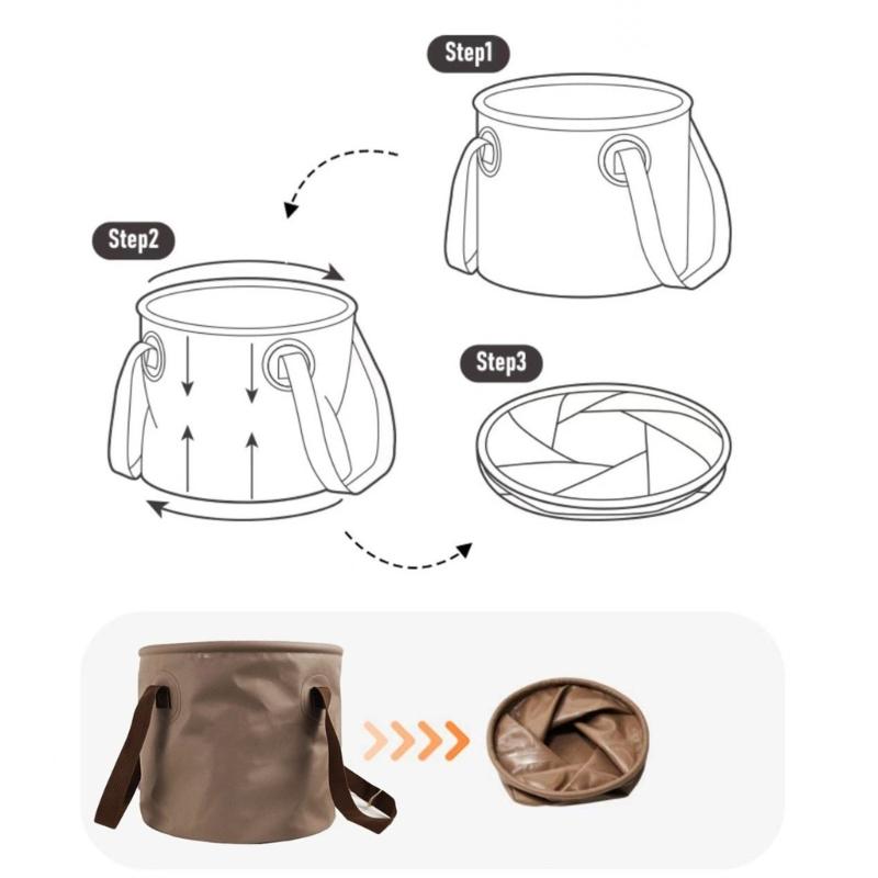 Foldable 5 Gallon Water Bucket With Double Handle Durable PVC Wash Basin with Mesh Pocket For Car Washing Gardening