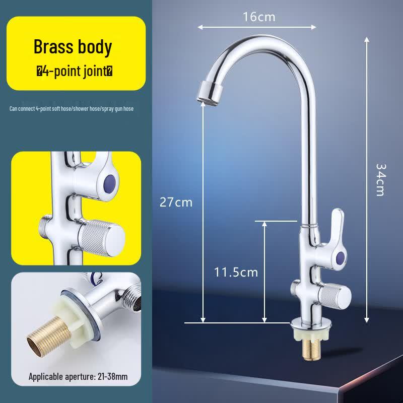TLXT Wall-Mounted Kitchen Faucet with Washing Machine Outlet