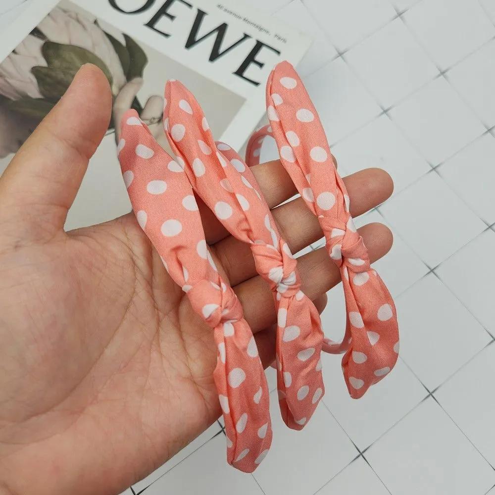 Polka Dot Hairband Ribbon Pink Headband