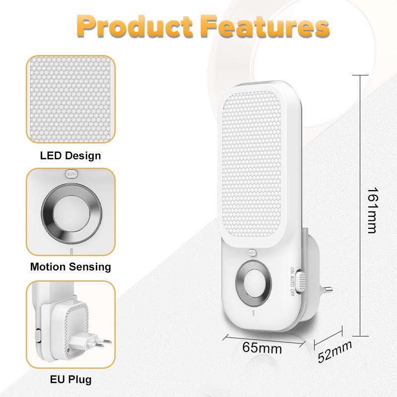 Rechargeable Human Body Sensing Night Light: Plug-in Hallway, Corridor, and Bedroom Nightlight with Flashlight