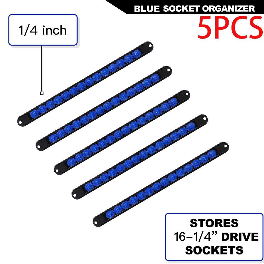 ABS Socket Organizer 360° Swivel 1/4Inch 3/8Inch 1/2Inch Premium Quality Socket Clip Rail Holder socket organizer tools Blue