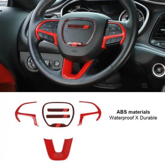 Lenkradabdeckung Zierrahmen für Challenger & Charger 2015 Aufwärts Rot Zubehör