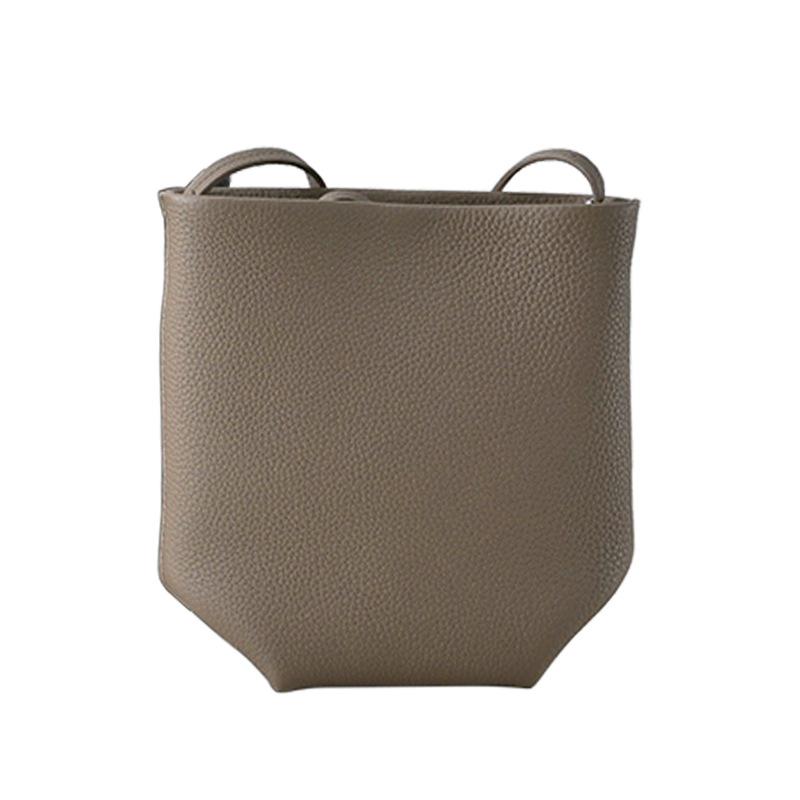 Bucket phone bag, minimalist top layer togo cowhide single-shoulder crossbody bag, full leather inside and out small bag for women