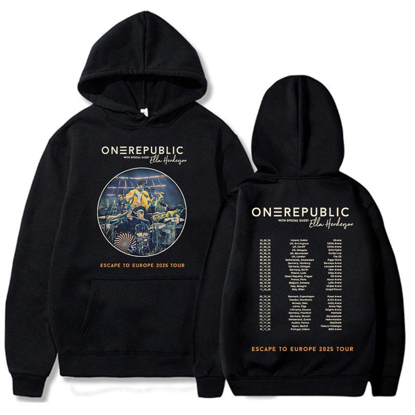 OneRepublic Escape To Europe 2025 Tour Hoodies Autumn Fleece Casual Male Sweatshirts Long Sleeve Band Printing Sudaderas Unisex