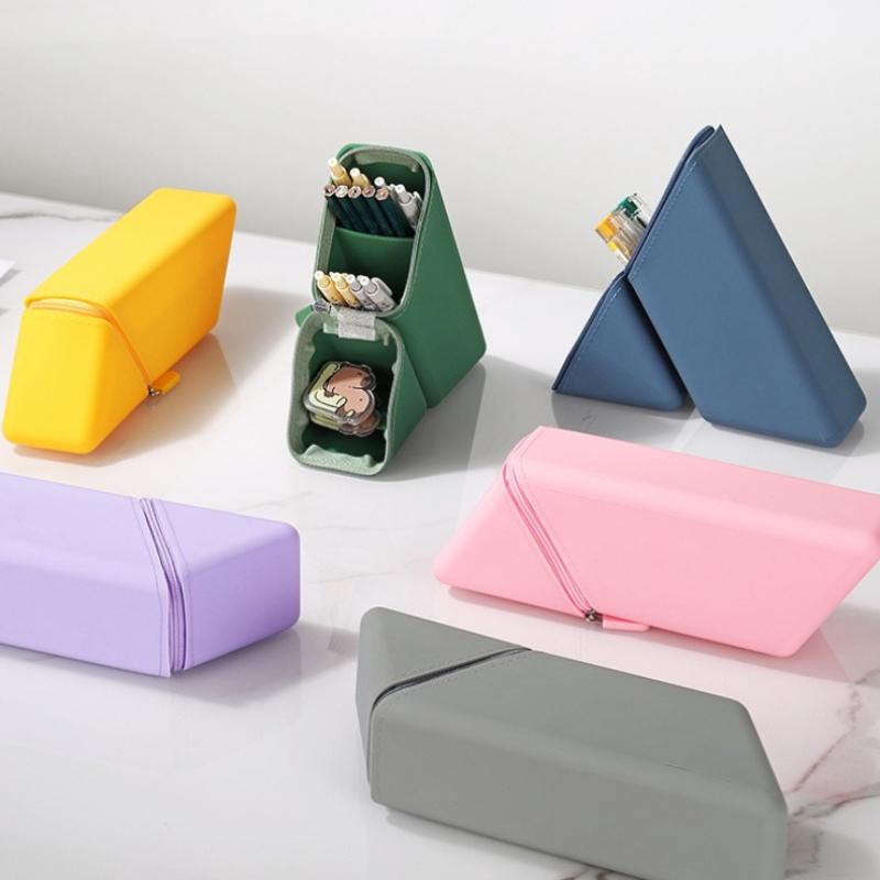 Creative Hollow-Out Soft Silicone Pencil Case, Large-Capacity Pencil Box, Retractable Pencil Pouch, Pen Holder, Stationery Bag