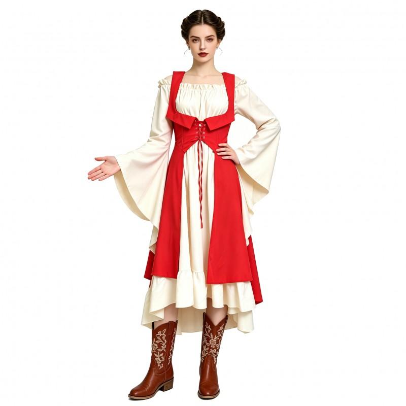 Halloween Vintage Medieval Renaissance Costume Dress Women Fantasy Stage Performance Outfit