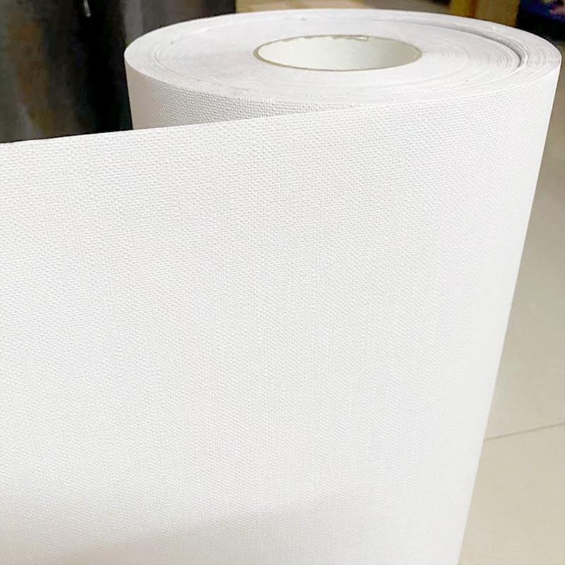 Linen Texture Self-Adhesive Waterproof Wallpaper for Bedroom & Living Room - Thickened, Solid Color, Moisture-Proof, Simple Design.