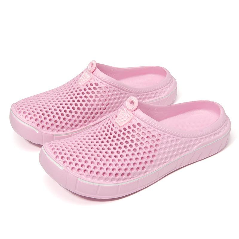 Women Men's Breathable Hollow EVA Clogs Lightweight Slip-on Beach & Casual Shoes with Sport Badge