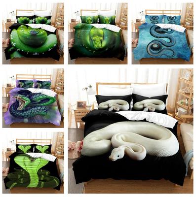 3D-gedrucktes Bettwäscheset mit Schlangenmuster, Bettbezug mit Reptiliendaunen, 2/3-teiliger Kissenbezug, Bettbezug mit Mollusk-Motiv, AU/DE/EU/ES-Bettbezug in voller Größe
