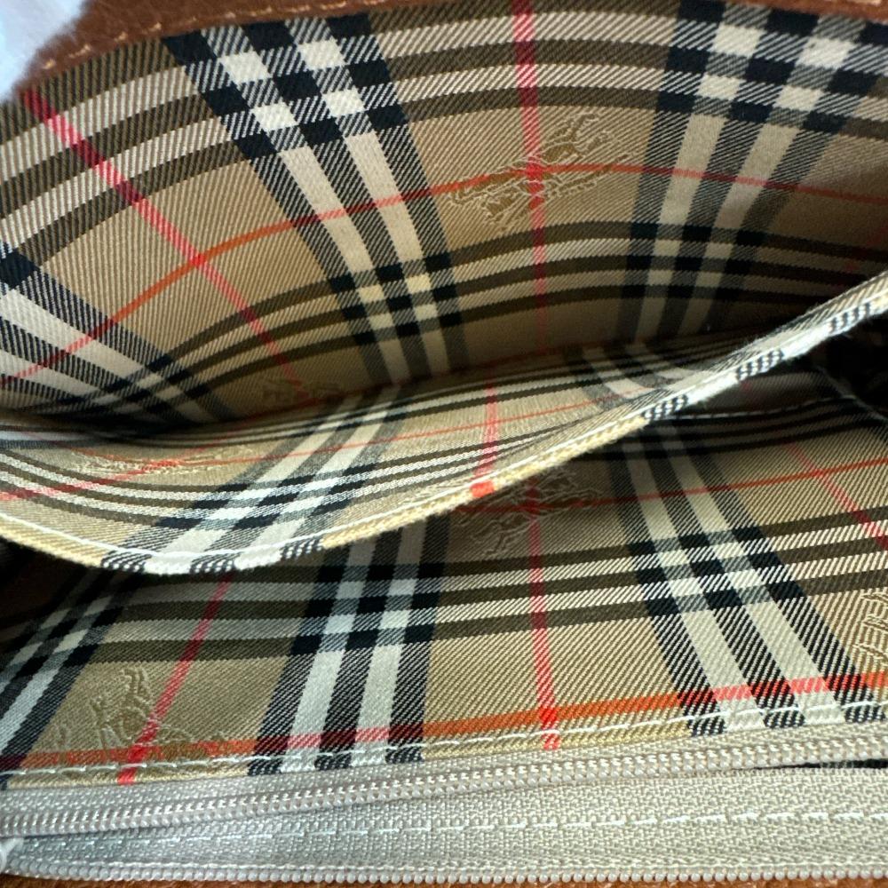 Burberrys 2-Wege Vintage V-Leder Umhängetasche Braunes Leder Gebraucht