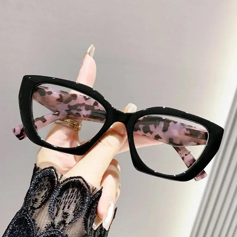 Oversized Unisex Far Sight Eyeglasses Large Frame Cat Eye Presbyopia Glasses Trendy Leopard Print Reading Glasses
