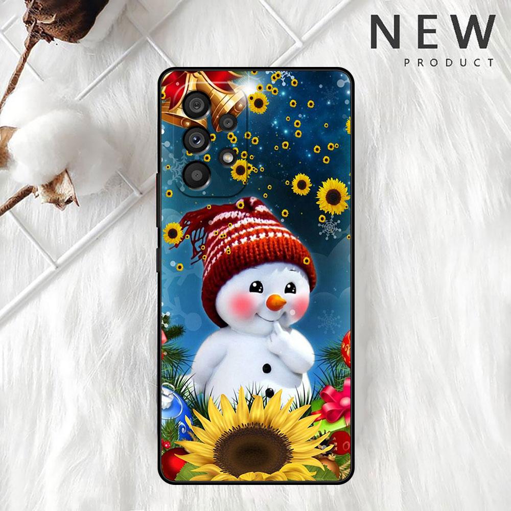 

Рождественский чехол со снеговиком из мультфильма для Samsung Galaxy A52 A12 A51 A53 A33 A71 A32 A31 A21 A01 A11 A22, черный чехол из ТПУ для телефона Samsung A03