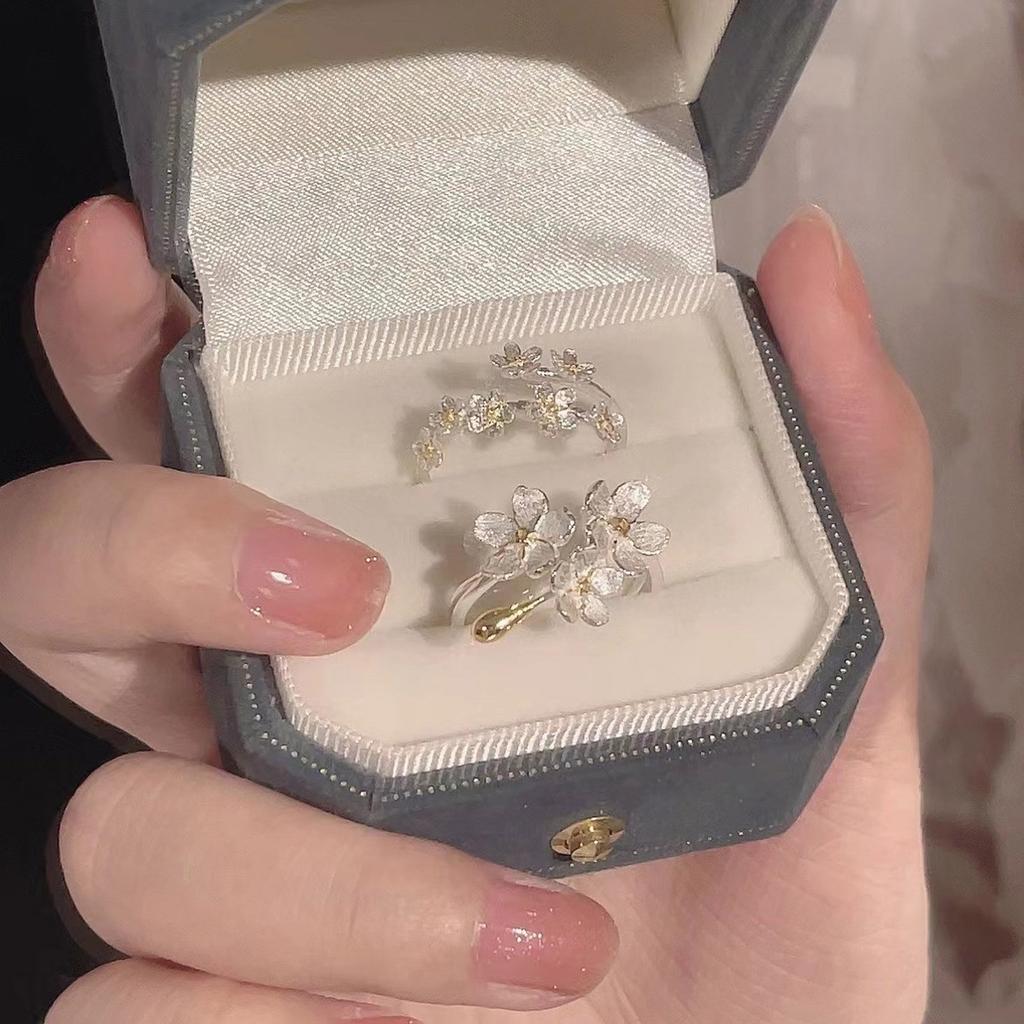 Fine Jewelry Adjustable Rings Unique Women's Adjustable Rings In Copper Materials With Elegant Floral Designs