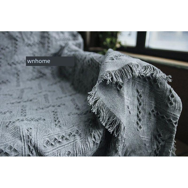 

Double Seat Blanket Pastoral Fabric Tassel Sofa Towel Gray T 90 * 90cm