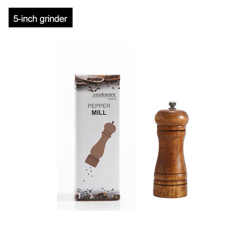 Wood Salt and Pepper Mill Set and Tray, Pepper Grinders, Salt Shakers with Adjustable Ceramic Rotor-5/8/10 inches