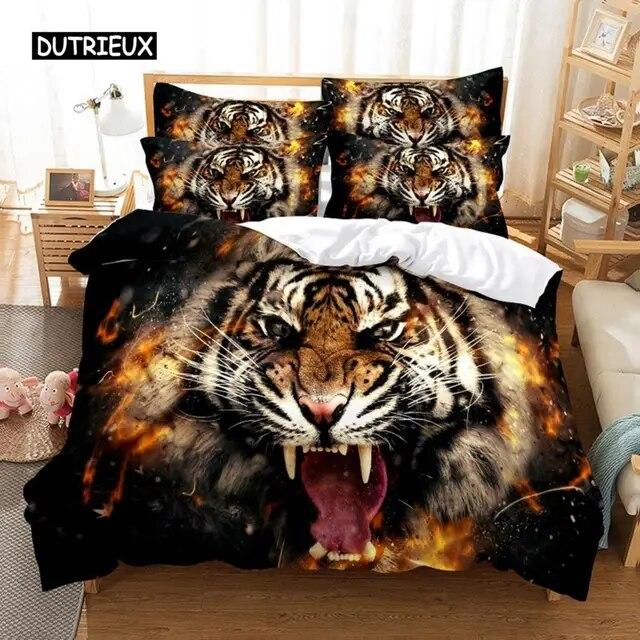 Running Tiger Bedding Set Duvet Cover Set 3d Three Piece Set Bedding Digital Printing Bed Linen Queen Size Bedding Set Fashion Design