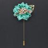 Luxury Crystal Pearl Groomsmen Boutonniere Wedding Corsage Men Brooch Pin Red Burgundy Flower Groom Bridal Boutonnieres