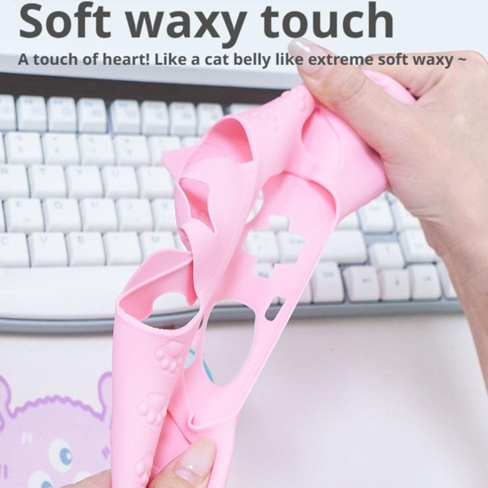 For Switch2 Pro Silicone Cover New Cat Paw Silicone Soft Shell Gamepad Sticker Skin for NS2 Pro Game Controller Case Thumb Stick