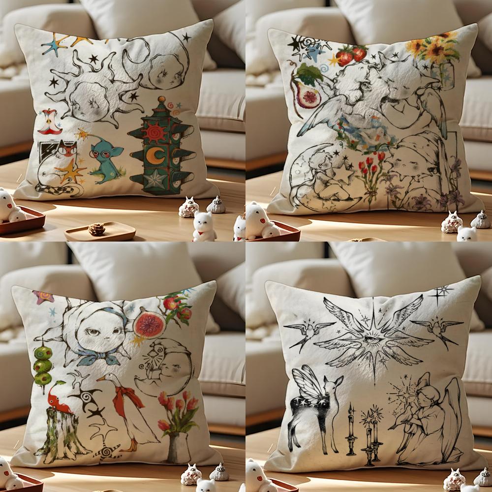Fairy Tale Fantasy For Adults Cushion Cover Anti-dustmite Pillowcase Invisible Zipper Silky Short Plush Sofa Cushion Cover